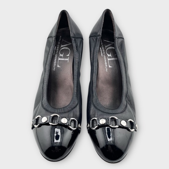 AGL Attilio Giusti Leombruni Women’s Size 40 Black  Leather Cap Toe Heels Shoes - Picture 3 of 8